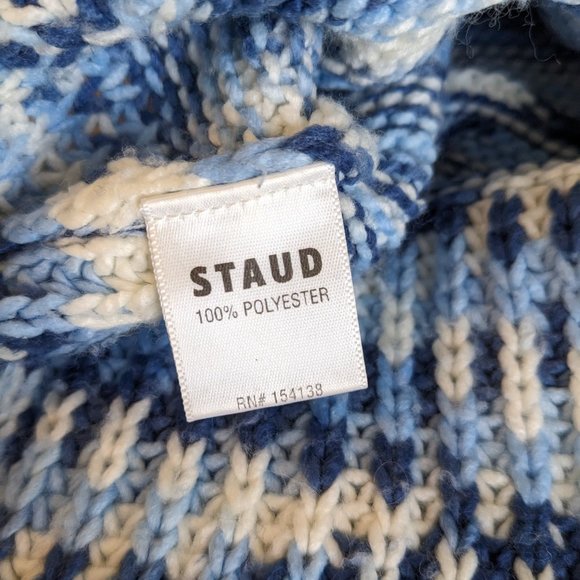 STAUD   Benny Intarsia-knit Turtleneck Sweater In Blue - Picture 12 of 12